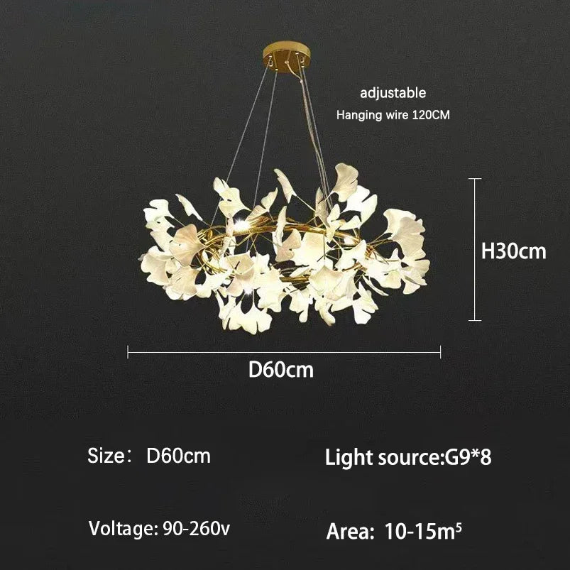 Afralia™ Ginkgo Branch Leaf LED Ceiling Chandelier - Modern Nordic Design for Home Decor