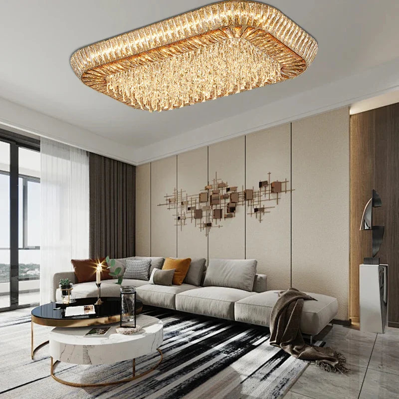 Afralia™ Amber Crystal Ceiling Chandelier: Luxe LED Home Decor Light Fixture