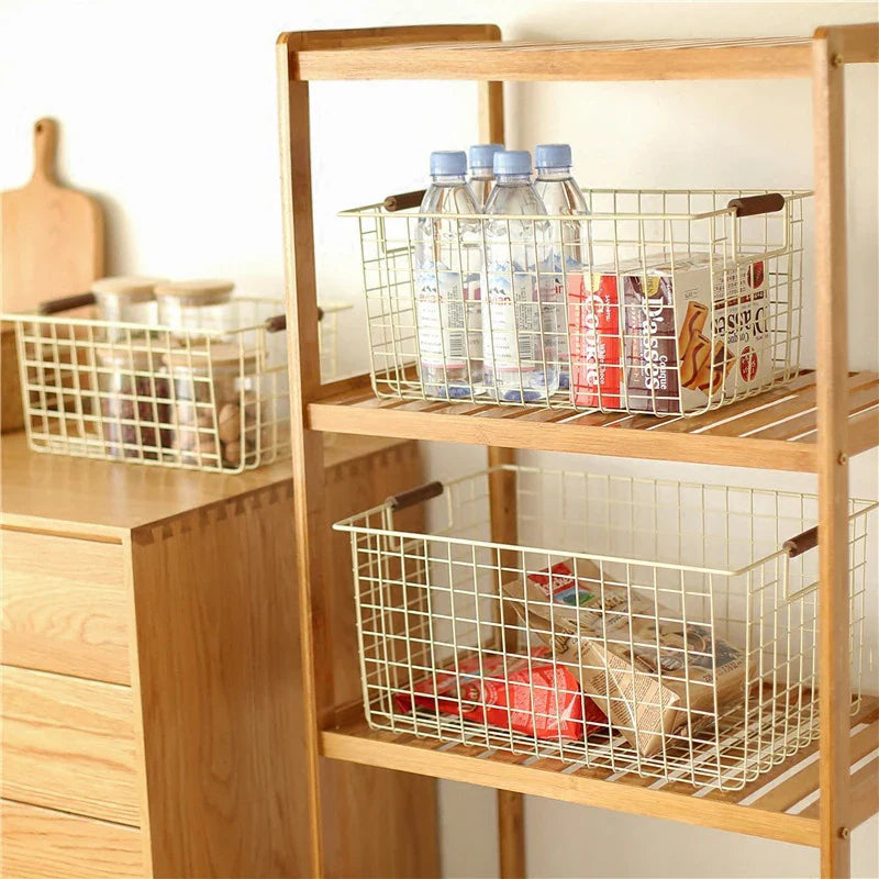 Afralia™ Rectangular Iron Storage Basket: Nordic Style Organizer for Kitchen and Bathroom