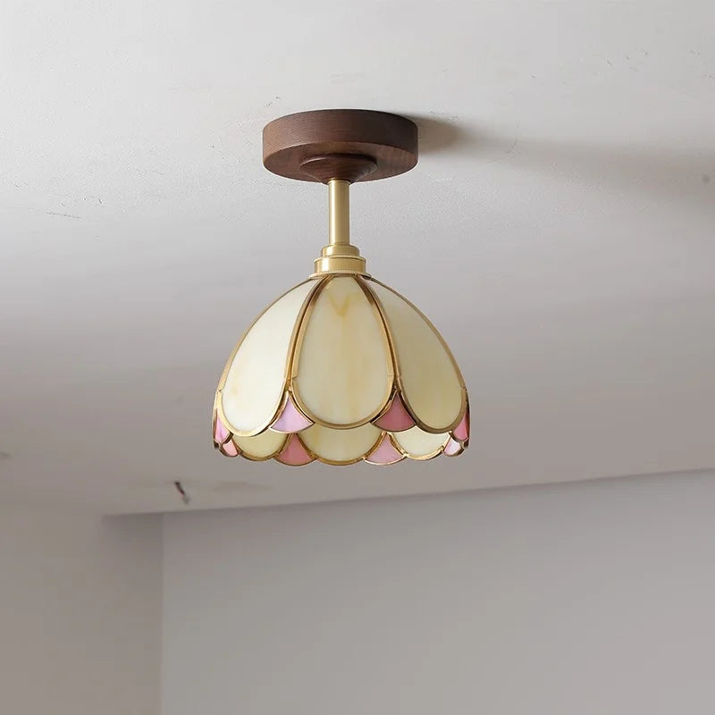 Afralia™ LED Glass Wood Ceiling Lamp for Modern Indoor Lighting and Decoration