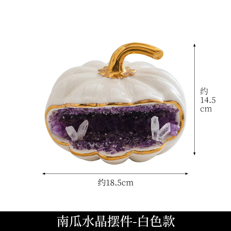 Afralia™ Crystal Pumpkin Sculpture Jewelry Storage Box & Home Decor