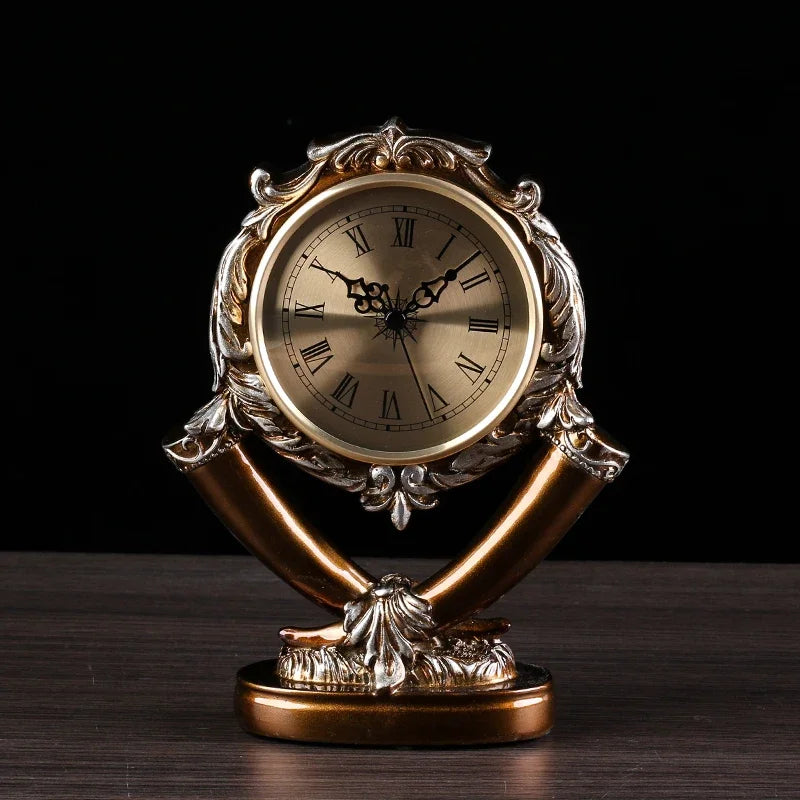 Afralia™ Retro Resin Table Clock - Classic Desk Timepiece for Home & Living Room
