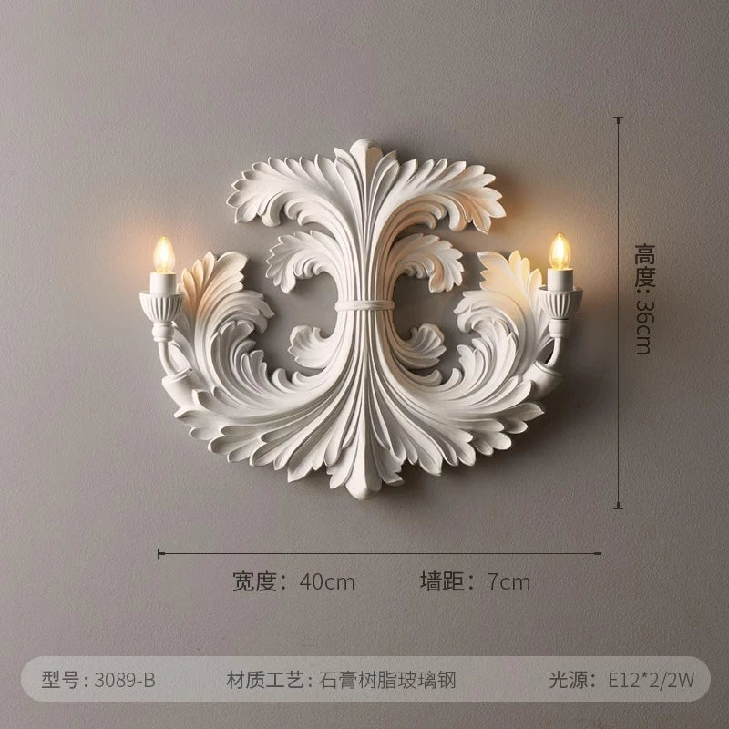 Afralia™ Vintage Relief Gypsum Wall Lamp LED E12 for Romantic Atmosphere