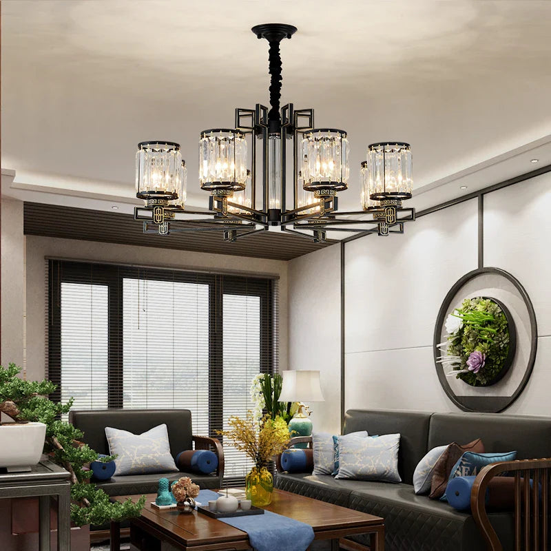 Afralia™ Crystal Chandelier: Elegant Chinese Style Lighting for Living Room, Bedroom, and Study