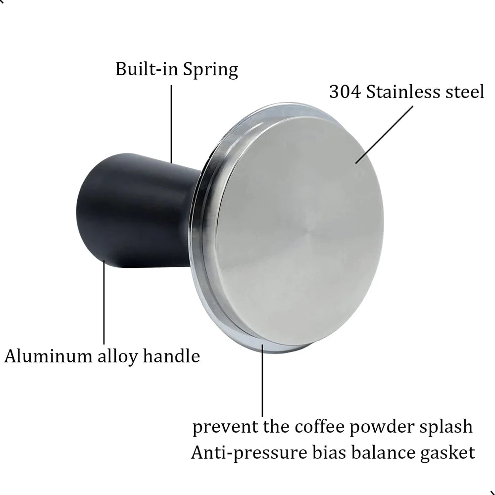 Afralia™ 51/53/58mm Calibrated Espresso Coffee Tamper with Spring Handle & Stainless Steel Base