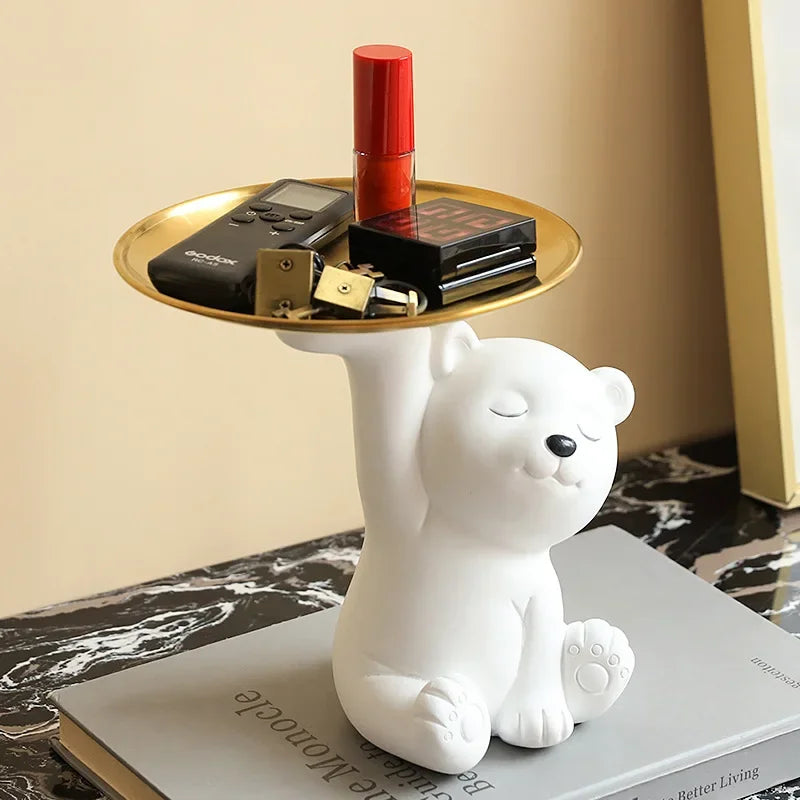 Afralia™ Bear Figurine Resin Sculpture Home Decor Storage Box Living Room Ornaments