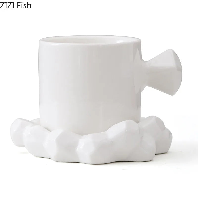 Afralia™ Bowknot Decor Porcelain Cup & Saucer Set - Elegant Coffee Mug for Dining Table