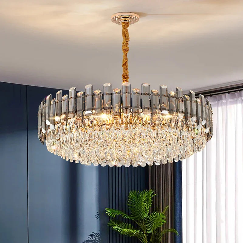 Afralia™ Gold Crystal Chandelier for Living Room Luxury Lighting Fixture