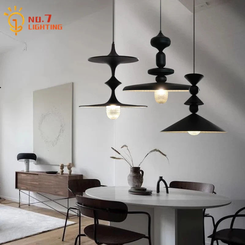Afralia™ Black Gyroscope Pendant Lights LED G9 Crystal Iron Art Minimalist Luxury