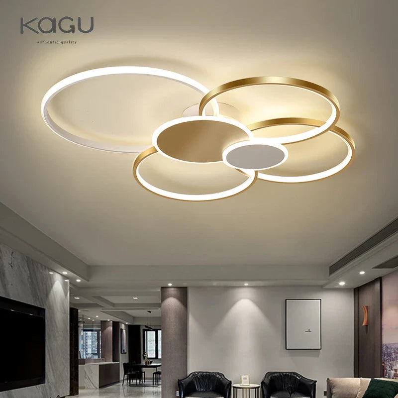 Afralia™ Modern LED Chandelier with Remote Control for Living Room & Bedroom Lighting