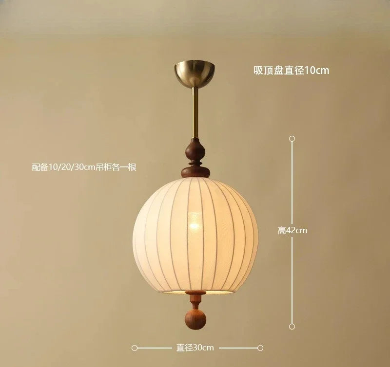 Afralia™ Zen Art Wood Fabric Pendant Light: Vintage Wabi-sabi LED E27 for Bedroom, Restaurant, Tea Room