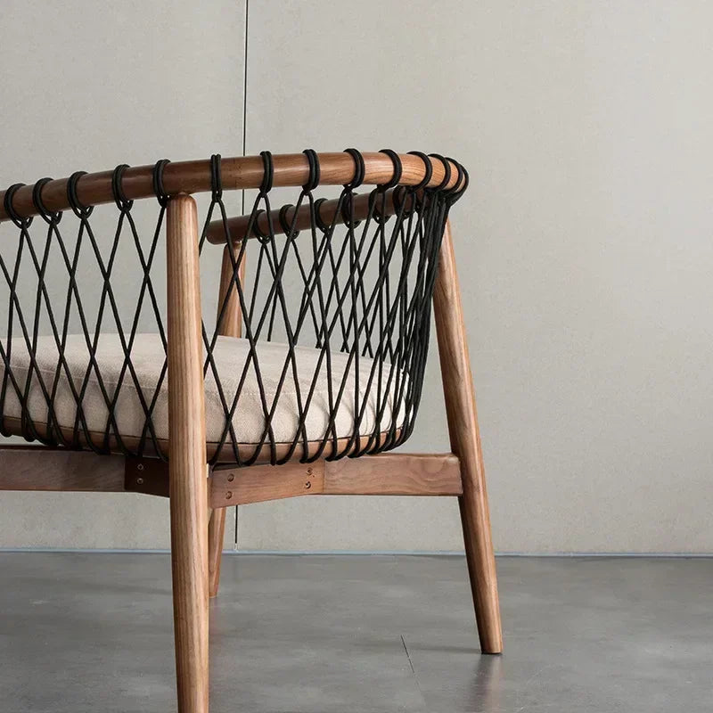 Afralia™ Nordic Style Rope-Woven Single Sofa Chair for Balcony & Bedroom
