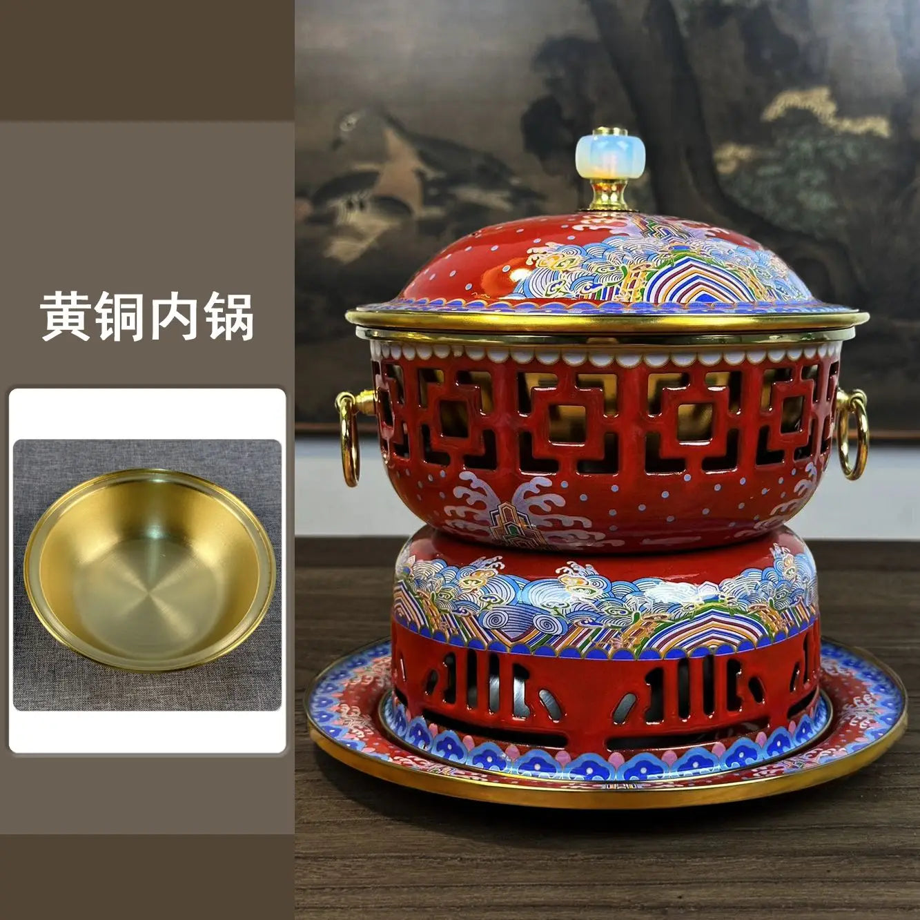 Afralia™ Copper Shabu Hot Pot Stockpot for Family Gathering and Picnic