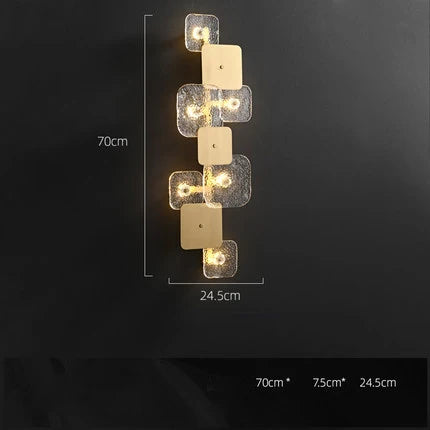 Afralia™ Art Deco Golden Copper Glass Chandelier LED Lighting Fixture