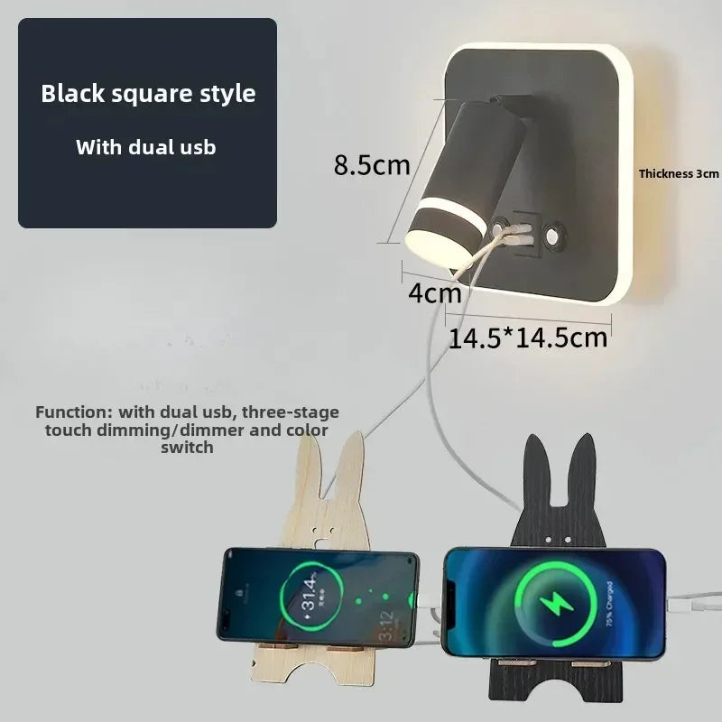 Afralia™ LED USB Reading Wall Lamp with Dimmable Metal Body and Acrylic Shade