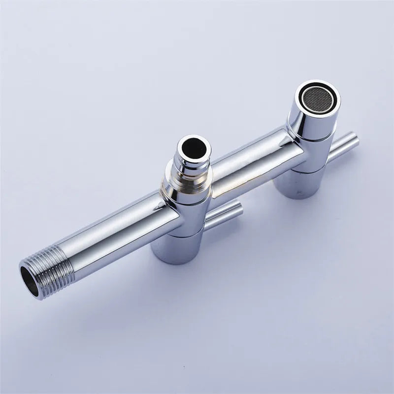 Afralia™ Brass Double Handle Garden Faucet Bibcock - Multipurpose Toilet & Washing Machine Tap