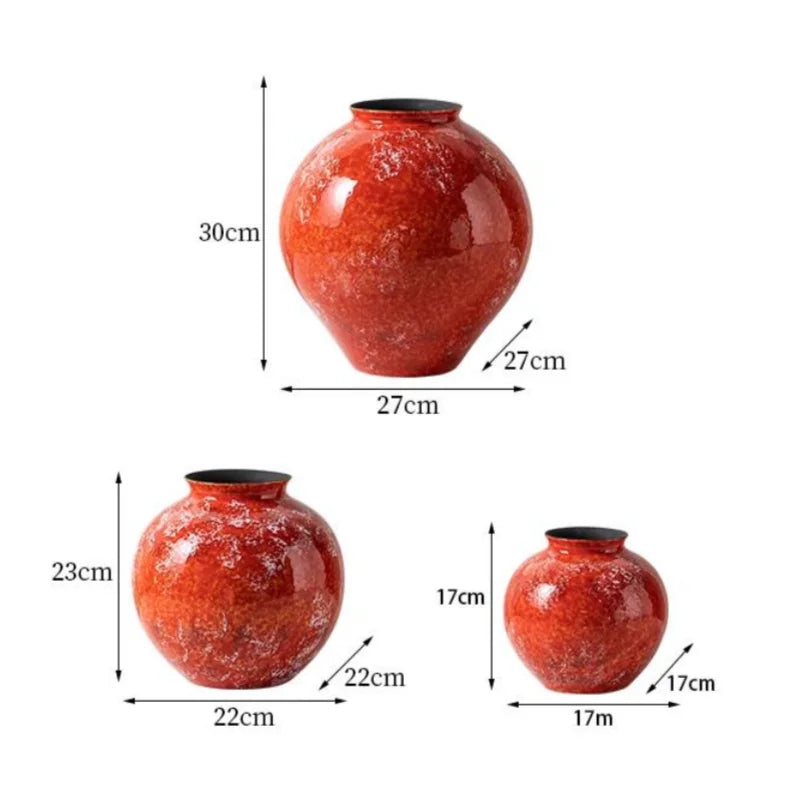 Afralia™ Red Porcelain Vase: The Kiln Turns Red Glaze Flower Vase & Terrarium