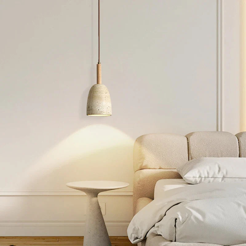Afralia™ Travertine LED Hanging Lamp for Bedroom Living Room Bar | Japanese Wabi Sabi Pendant Lighting