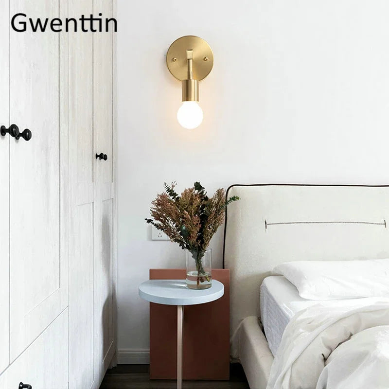 Nordic Gold Copper Wall Sconce for Modern Home Decor - Afralia™ Industrial Luminaire