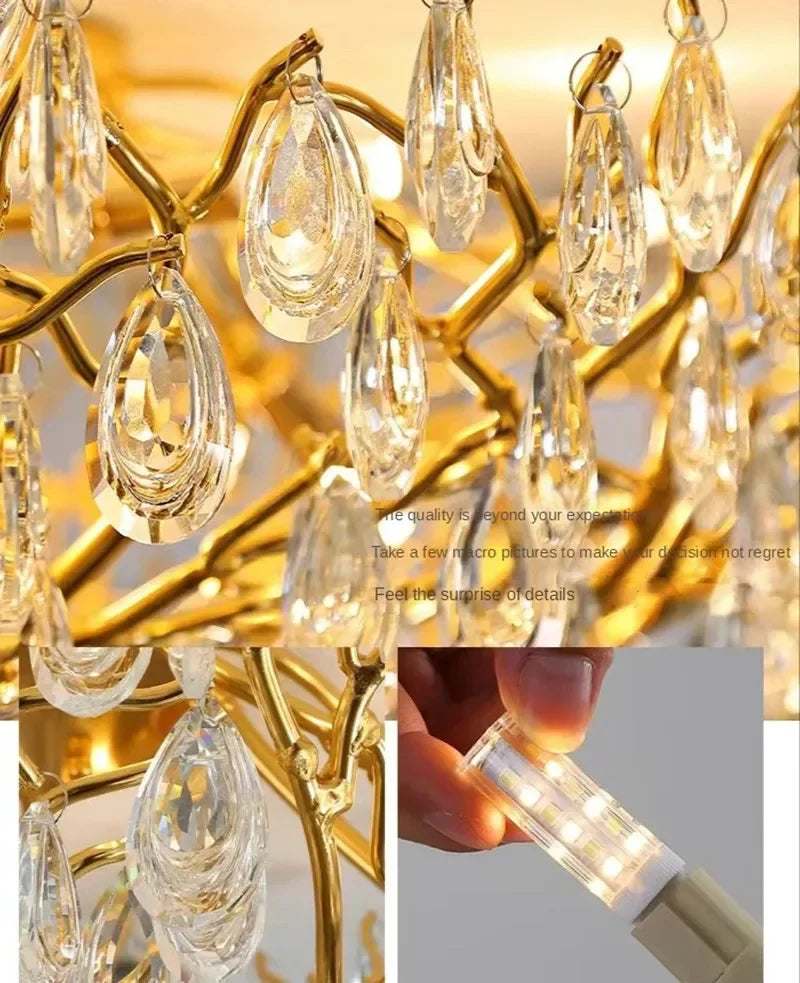 Afralia™ Modern LED Branch Chandelier for Living Room Bedroom Restaurant - Crystal Ceiling Lamp