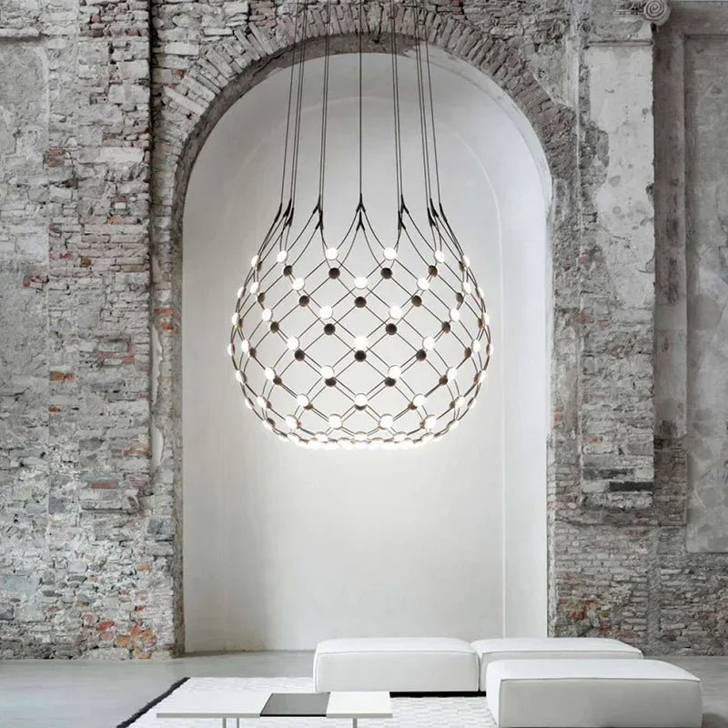 Afralia™ Nordic Designer Led Chandelier Pendant Light Fixture for Dining Room, Black White Luminaria