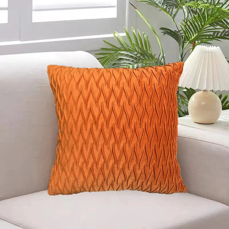 Afralia™ Velvet Striped Pleated Square Pillowcase