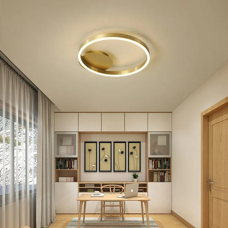 Afralia™ Golden Coffee LED Ceiling Light with Acrylic Lampshade for Creative Living Room Fixtures