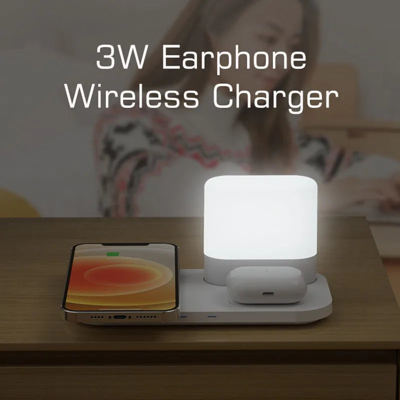 Afralia™ LED Wireless Charging Night Light with 3 Colors, USB Bedside Lamp