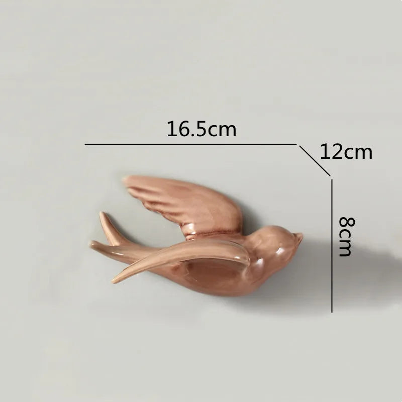 Afralia™ Flying Bird Ceramic Wall Ornament Simulation Room Decoration Indoor Accent
