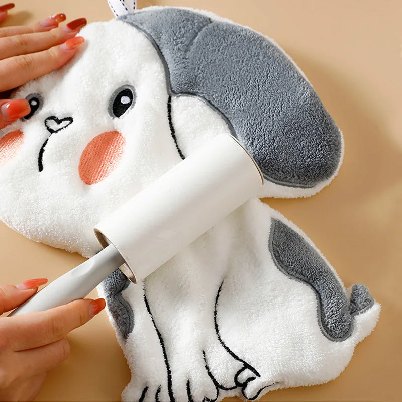 Afralia™ Cartoon Animal Shape Coral Velvet Hand Towel for Kids, Absorbent Kitchen Bathroom Cleaning Towels