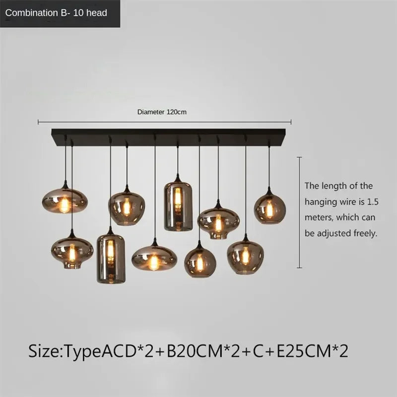 Afralia™ LED Glass Pendant Chandelier for Kitchen Dining Bar Décor