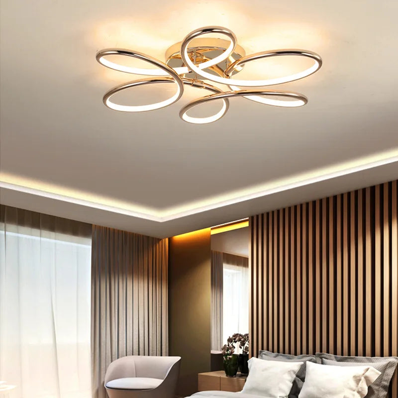 Afralia™ Golden Aluminum Ceiling Lights for Living Bedroom Kitchen Children's Room