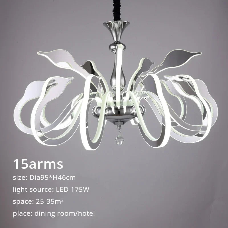 Afralia™ Swan Chandelier: Chic Spider Design, LED Salon Lighting for Bedroom and Living Room