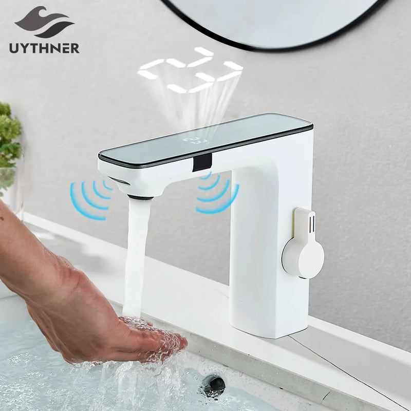 Afralia™ Smart LCD Sensor Basin Faucet - Hot Cold Water Mixer Tap for Bathroom