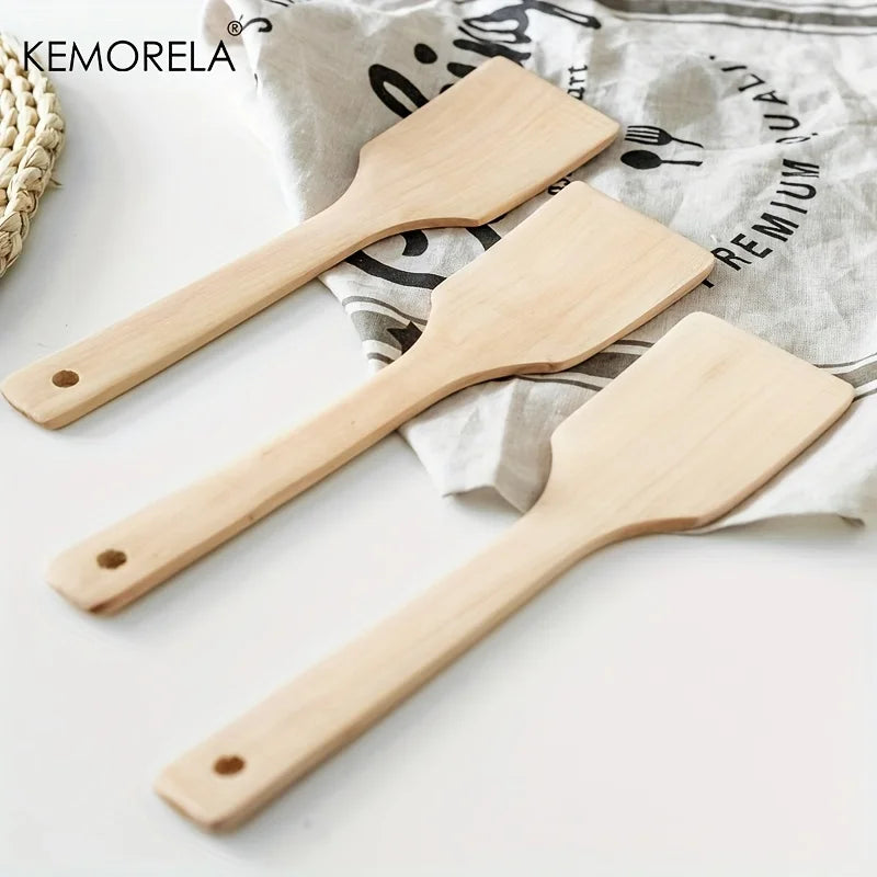 Afralia™ Natural Wooden Spatula Set - Nonstick Cooking Utensils for Frying, Mixing, and Stir-Frying