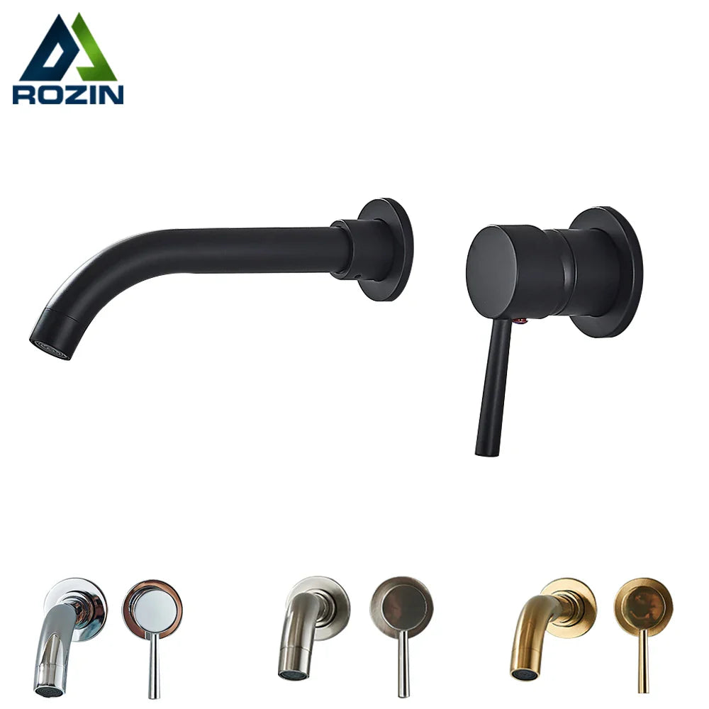 Afralia™ Gold Wall Mounted Basin Faucet with 360° Rotation - Dual Hole Mixer Tap