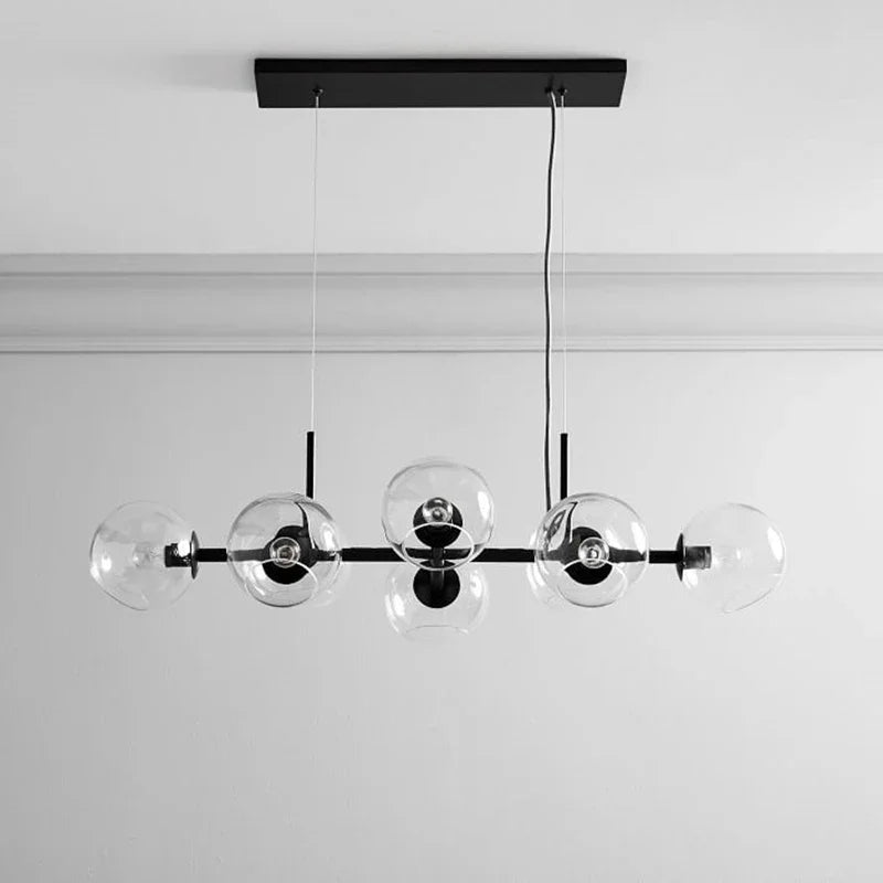 Afralia™ Smoke Gray Glass Pendant Light with 8 Heads - Modern Kitchen Chandelier