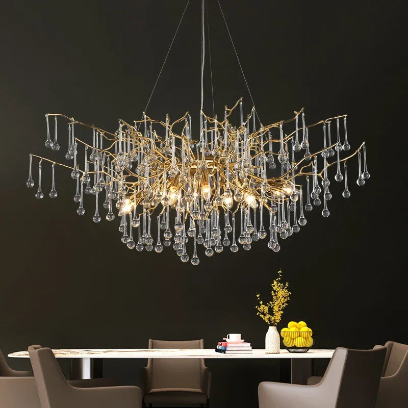 Afralia™ Luxury Crystal Chandelier Branch-Shaped Light for Living Room Dining Table