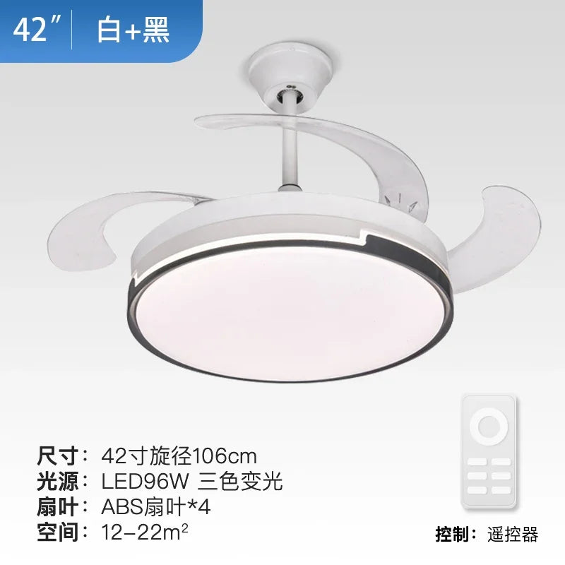 Afralia™ Luminous LED Fandelier Fan Invisible Ceiling Retractable Blades Remote Control