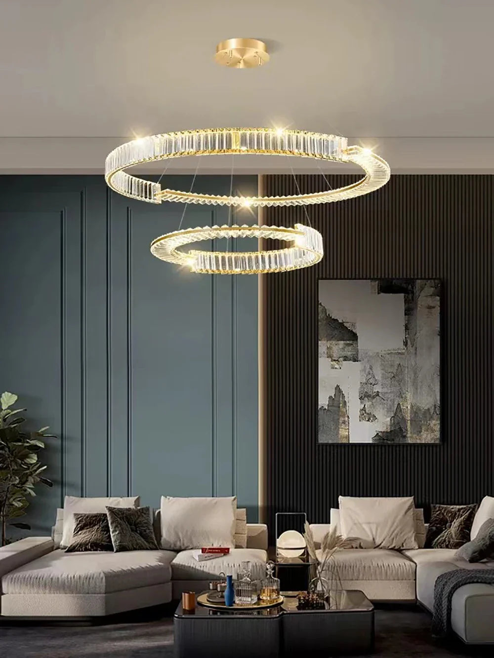 Afralia™ Crystal Gold Ring LED Chandelier for Minimalist Luxury Home Decor