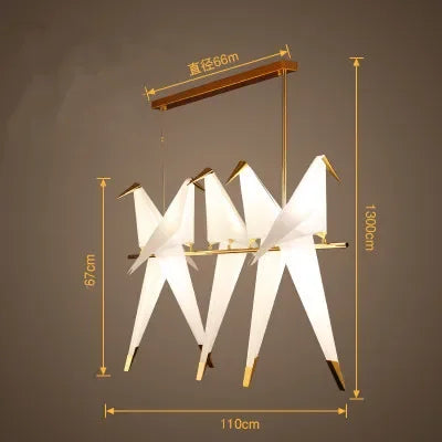 Afralia™ Crane Chandelier Iron LED Light for Bedroom Dining Children's Room