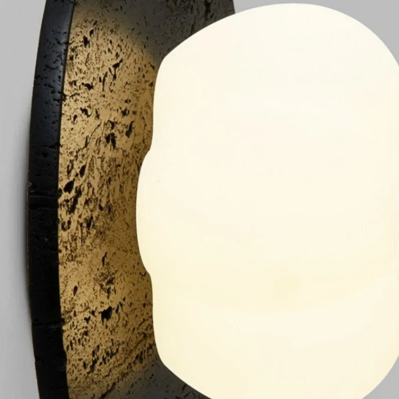 Afralia™ Black Travertine LED Wall Lights Modern Home Decoration Bedside Lamps