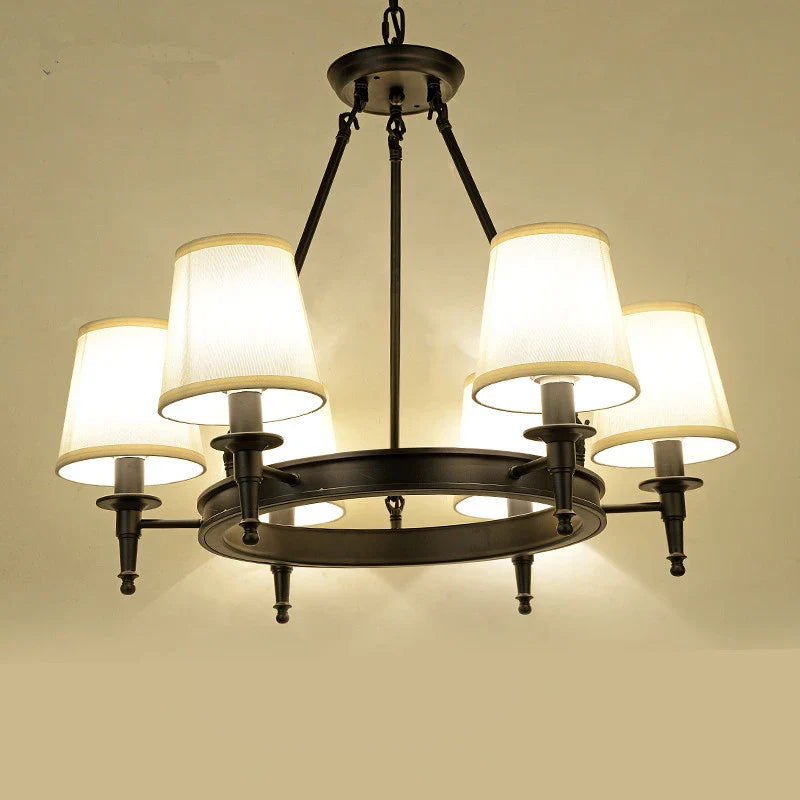 Afralia™ Fabric Ceiling Chandelier Wrought Iron Bedroom Kitchen Living Room Lighting Fixtures