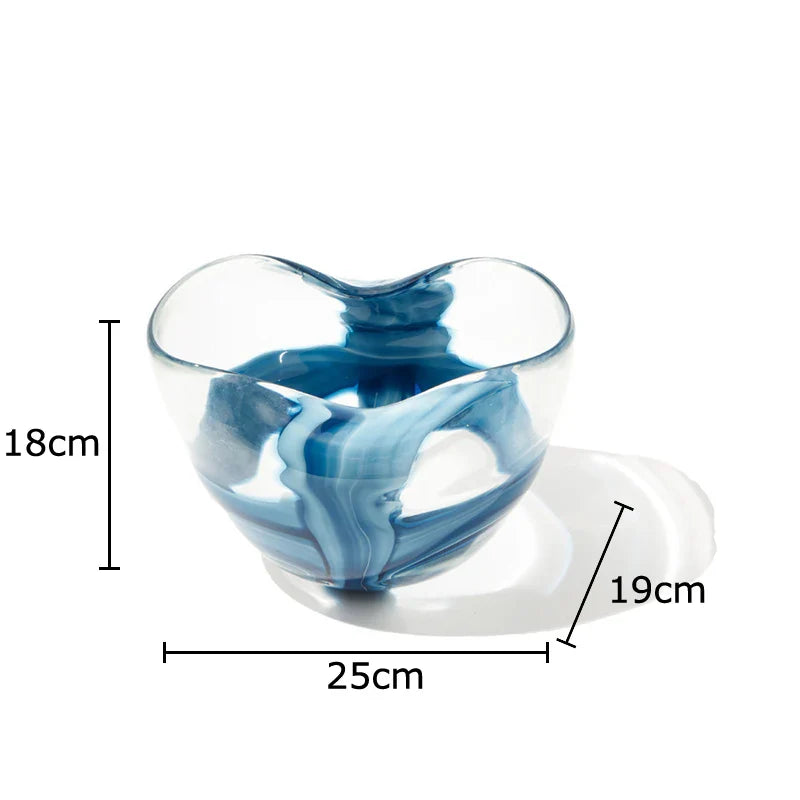 Afralia™ Blue Striped Glass Vase for Plant Arrangement and Room Decor