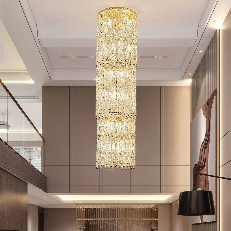 Afralia™ Sky High Crystal Chandelier Pendant Light Living Room Villa Main Light