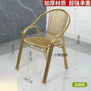 Afralia™ Stainless Steel Hollow Backrest Chair for Outdoor, Balcony, Dining - Single