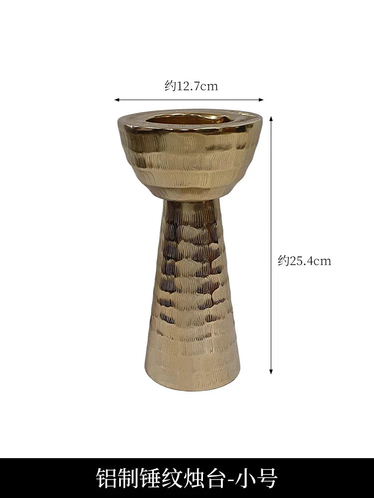 Golden Aluminum Hammered Candle Holder Bowl Vase by Afralia™ for Home Décor Ornaments