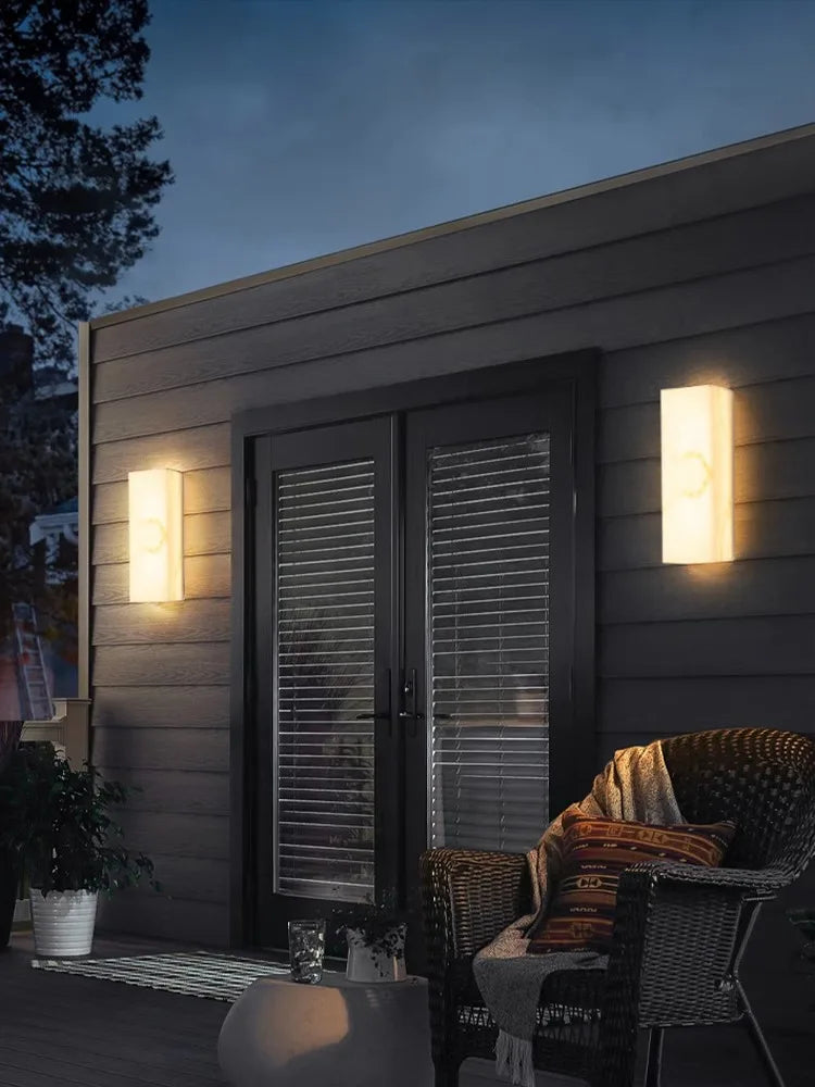 Afralia™ Geometric LED Outdoor Wall Sconce Cube Light for Corridor Backyard