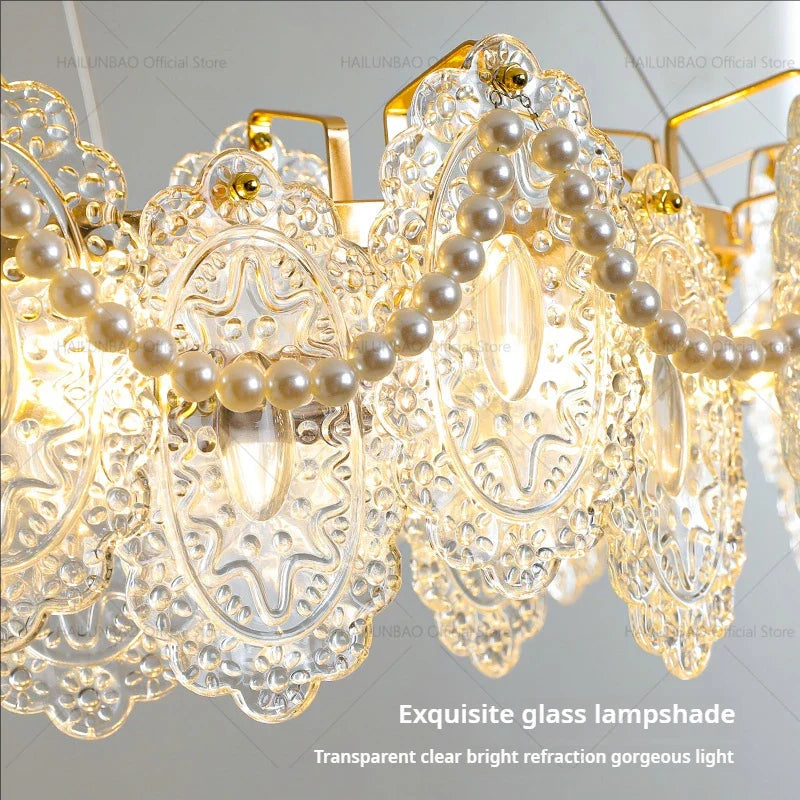 Afralia™ Glass Chandelier: French Light Luxury Living Room Dining Room Lamps
