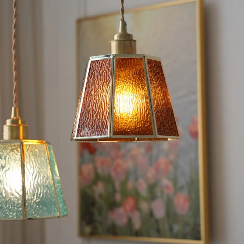 Afralia™ Copper Glass LED Pendant Lamp, Modern Nordic Hanging Light